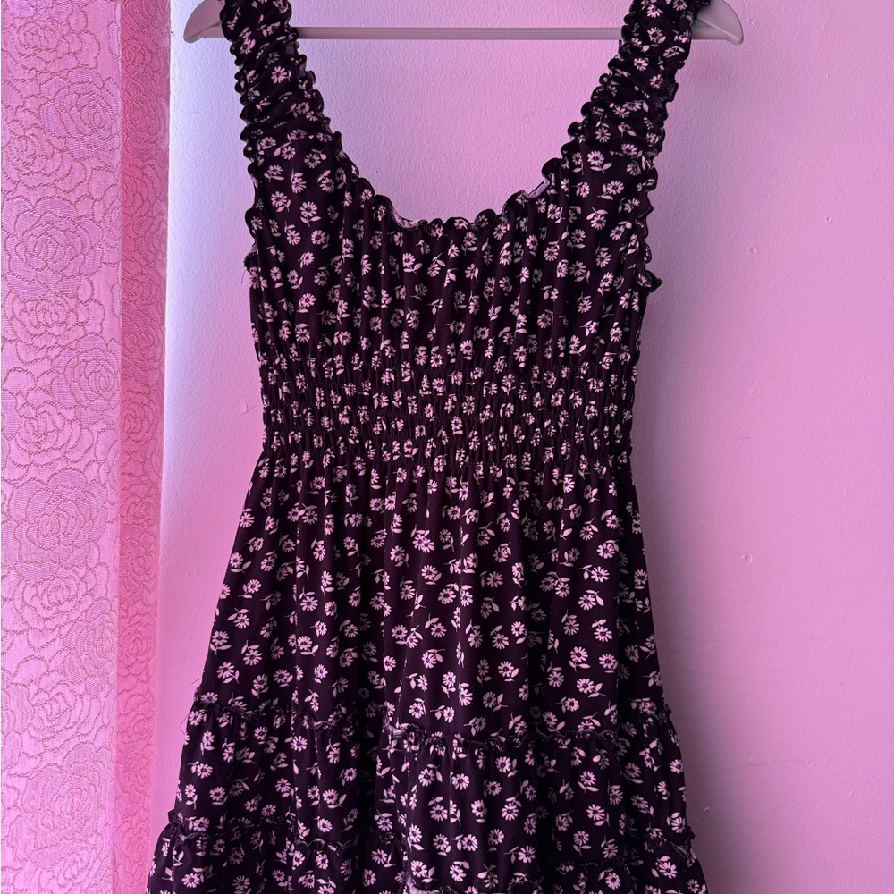 UO Lizzy Smocked Floral Mini Dress